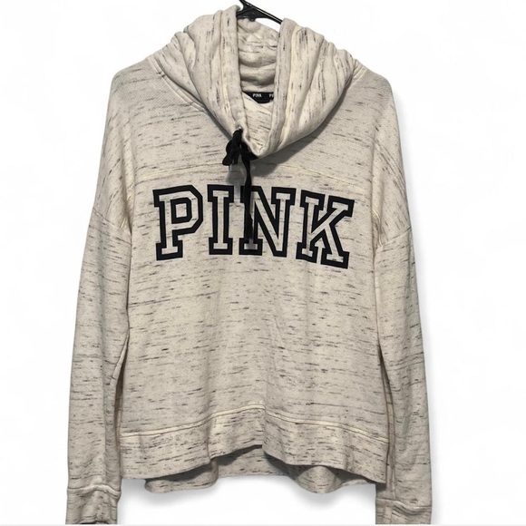 Victoria's Secret Tops - Victoria's Secret PINK Off-White Sweatshirt With‎ Black Pink logos Size Medium